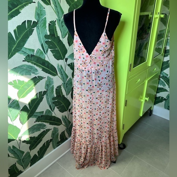 Lauren Conrad Pink Floral Sheer Maxi Dress Swim Cover M Summer beach Spring - Picture 6 of 7
